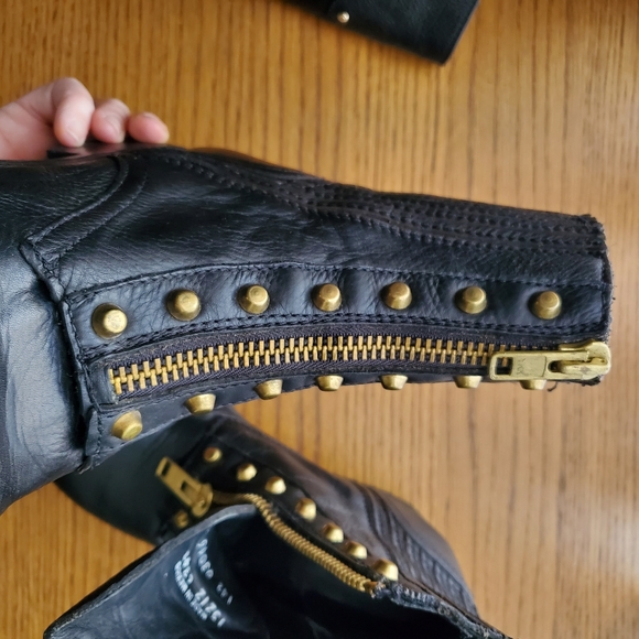 Ash Rachel Gold Studded Combat Boot - Picture 7 of 9